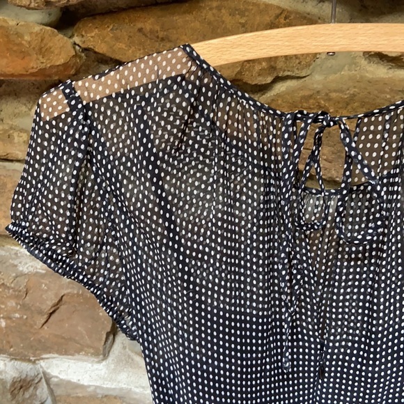 Tahari Arthur S. Levine Dress Black Polka Dot 4 Dark Academia Office Work Party - Picture 5 of 10